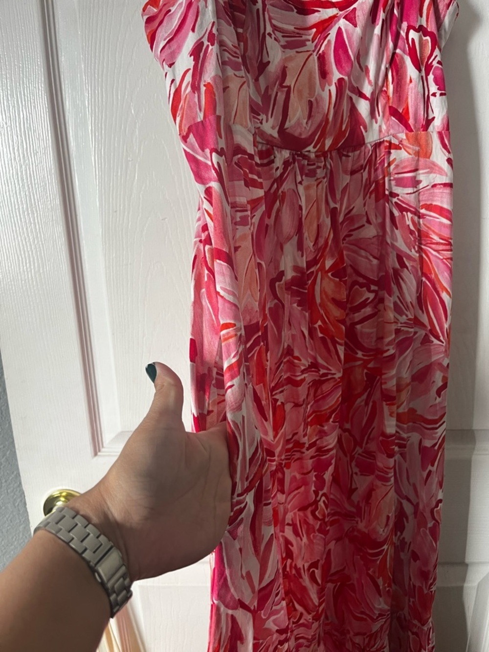 London Times Red and Pink Floral Maxi Dress - Picture 3 of 7